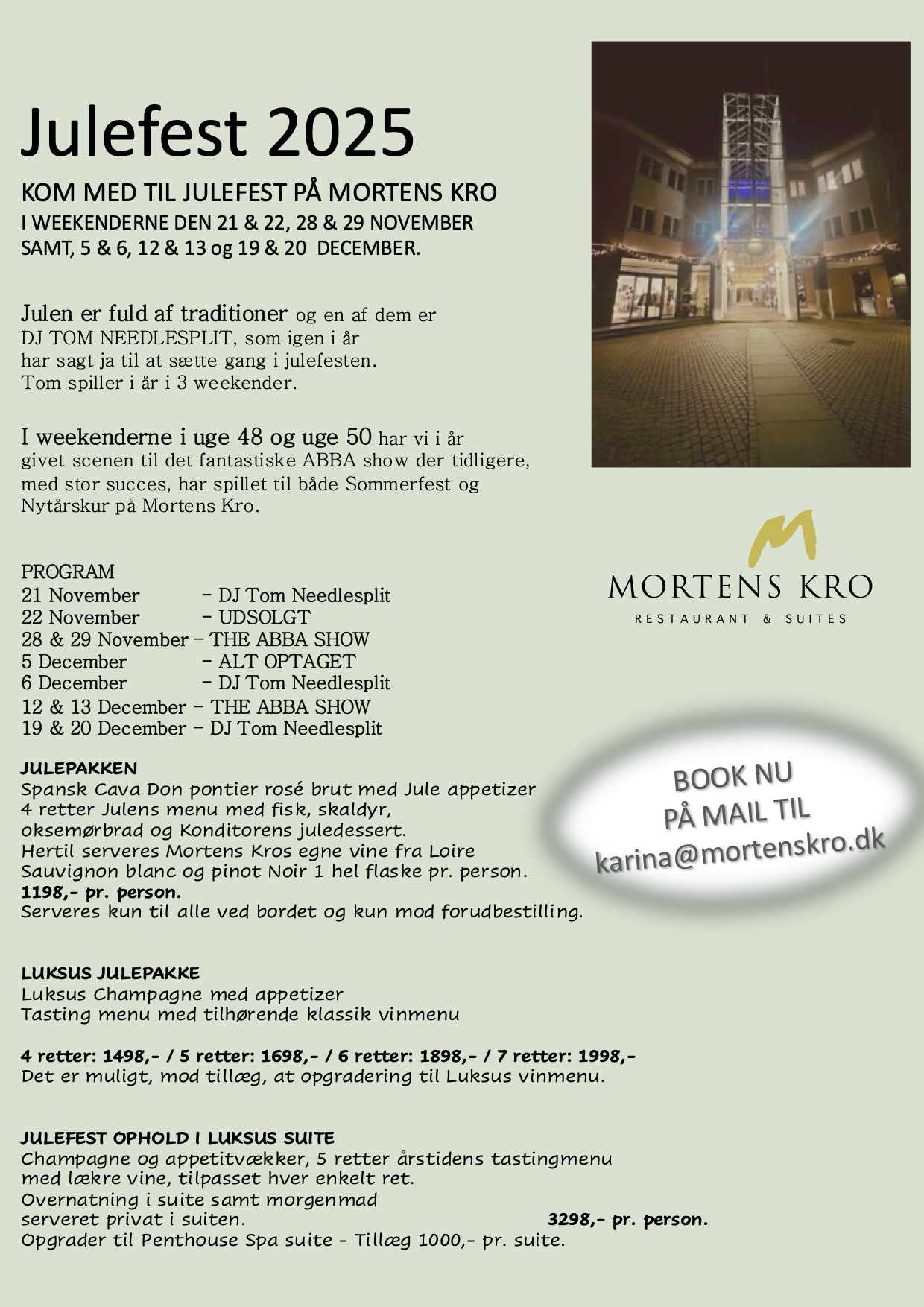 JULEFEST 21 November (22/11 er optaget)